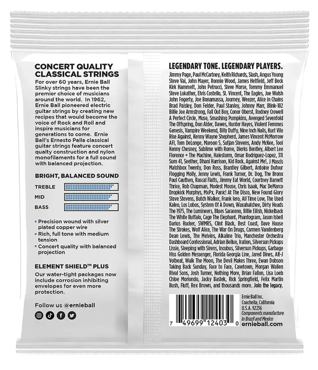 Cuerdas Guitarra Clásica Ernie Ball Ernesto Palla 2403 - Imagen 2