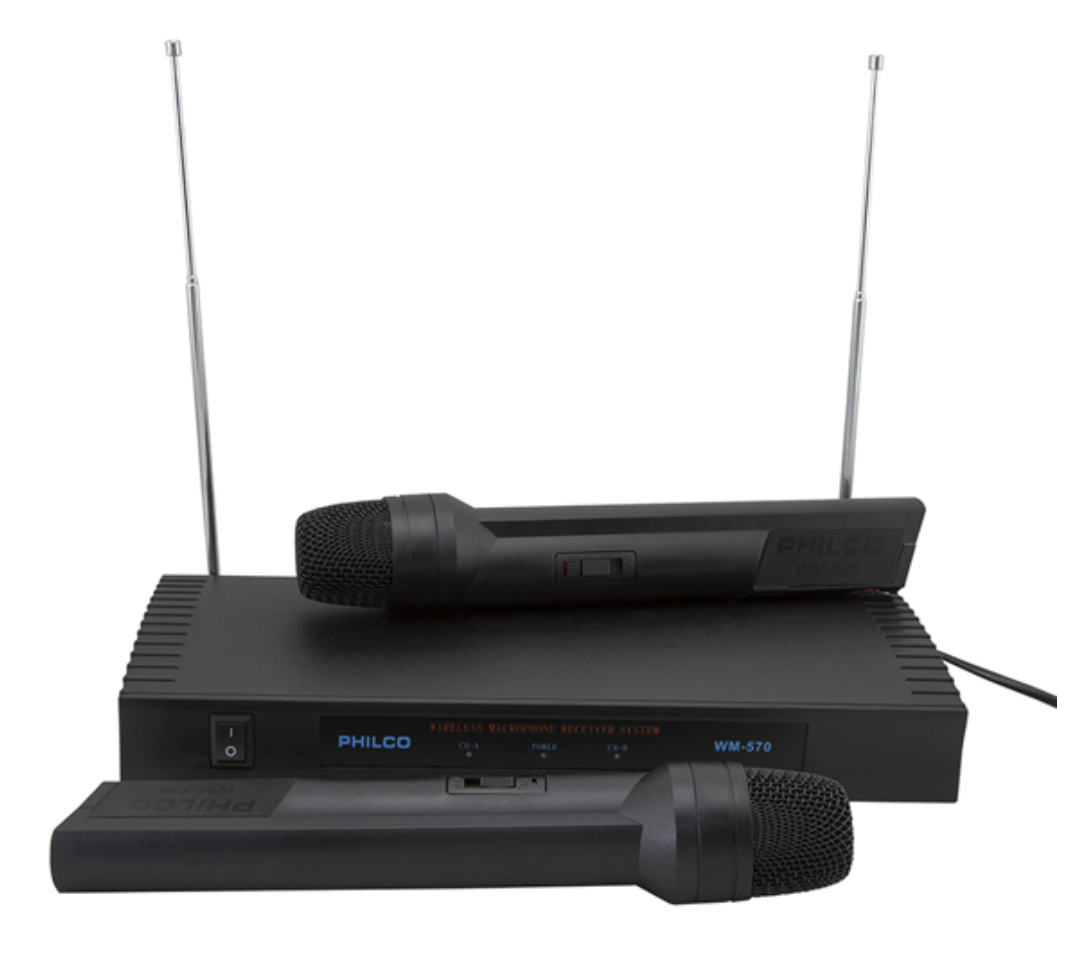 Pack 2 Micrófonos Inalambricos VHF Philco WM570