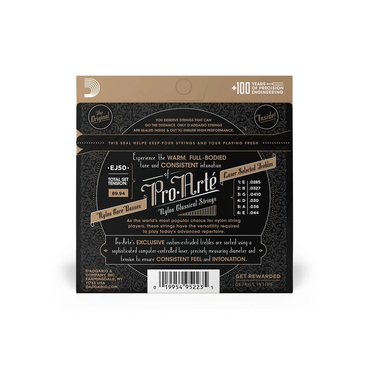 Set de cuerdas Clásicas D'addario EJ50 Pro Arté Nylon negro - tensión alta - Imagen 3