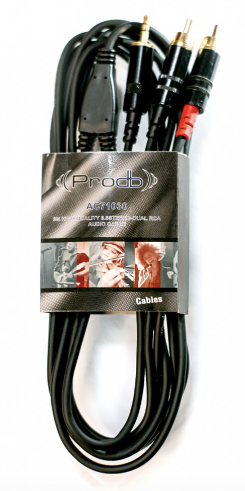 Cable Mini-plug 2 RCA Prodb 3 metros